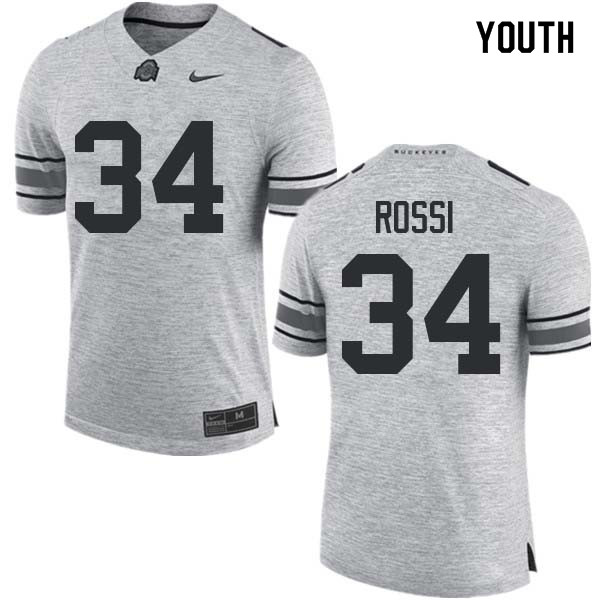 Ohio State Buckeyes Mitch Rossi Youth #34 Gray Authentic Stitched College Football Jersey